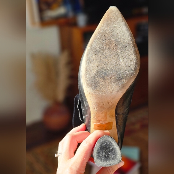 IRO Paris Black Leather Ruffle Ankle Boots - Picture 6 of 8